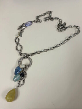 Avenue Statement Pendant Necklace in Silver & Yellow